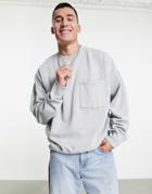 Pull & Bear Washed Oversized Sweat In Light Blue-blues