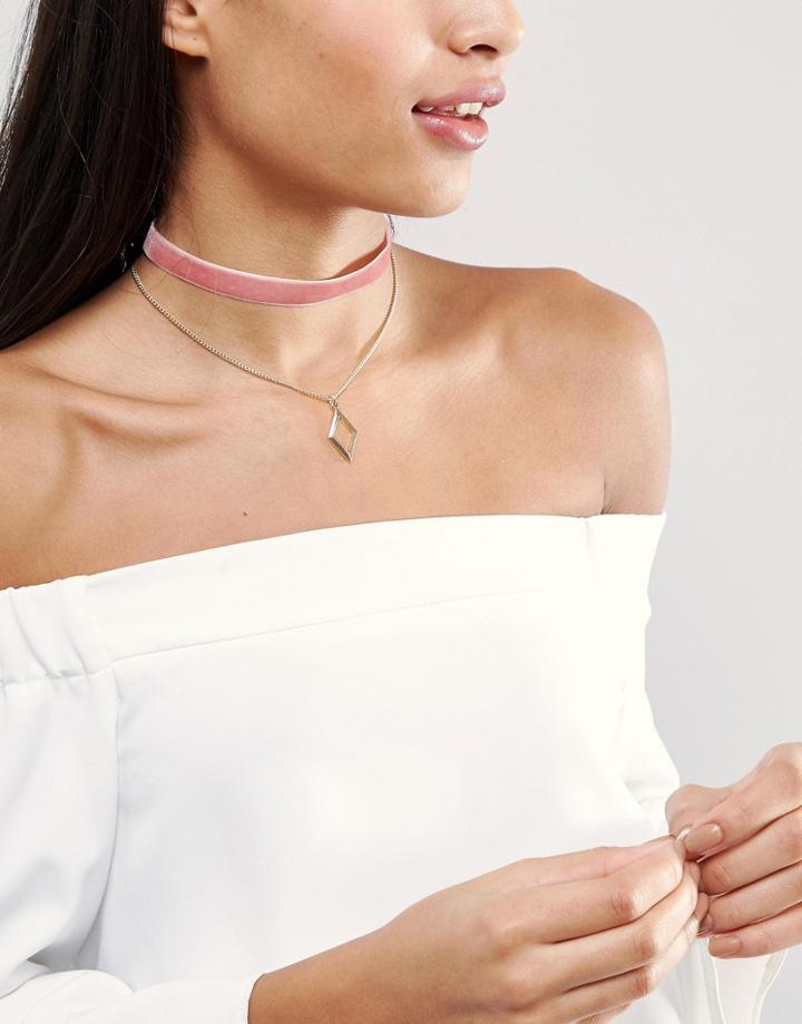 Design B Layered Choker Necklace - Pink