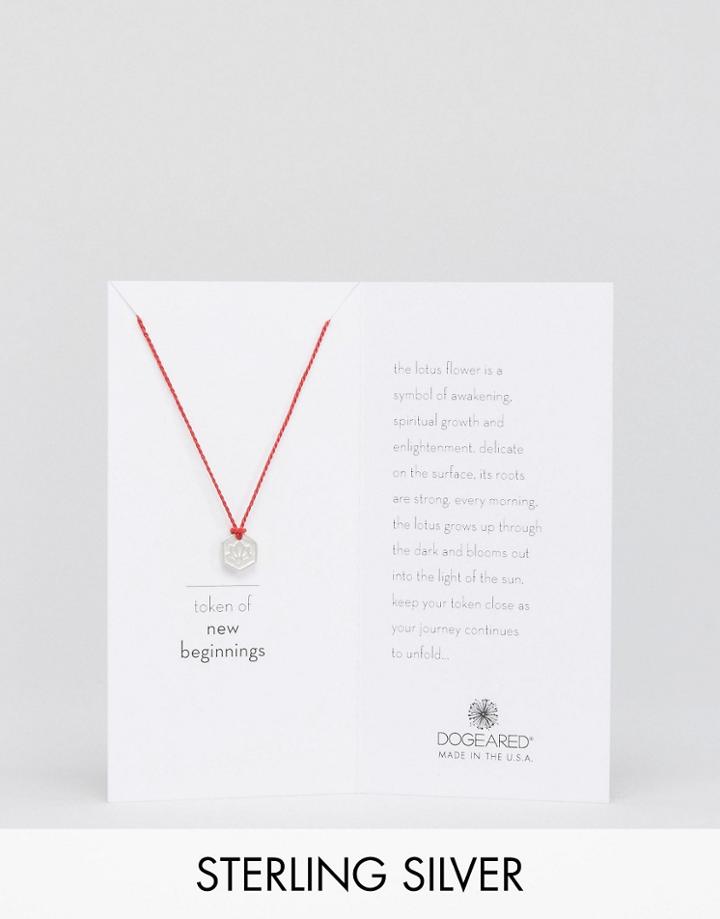 Dogeared Sterling Silver Token Of New Beginnings Lotus On Red Cord Reminder Necklace - Silver