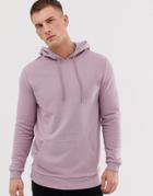 Asos Design Longline Hoodie In Purple - Purple