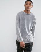 Asos Oversized T-shirt In Gray Acid Wash With Bellow Sleeve - Gray