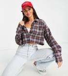 Heartbreak Tall Cropped Shirt In Brown Check - Part Of A Set-multi
