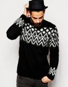 Asos Pattern Sweater With Mohair - Black