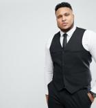 Asos Plus Slim Suit Vest In Black - Black