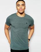 Asos Muscle T-shirt With Crew Neck And Embroidery In Green Marl - Green Gables Ml