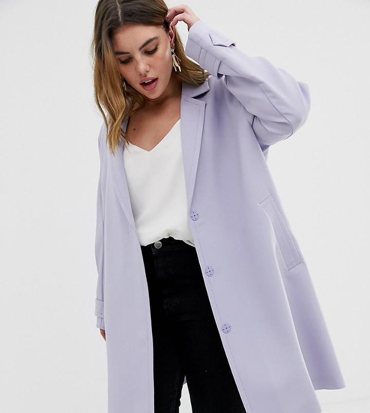 Asos Design Curve Crepe Coat-gray