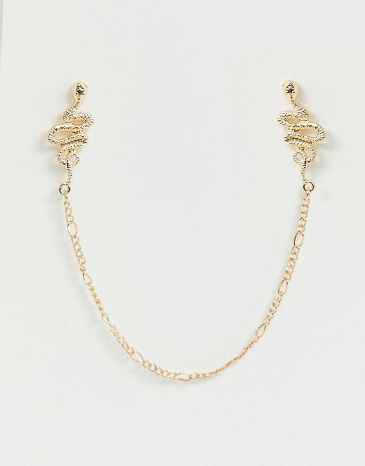 Asos Design Snake Collar Tips In Gold Tone - Gold