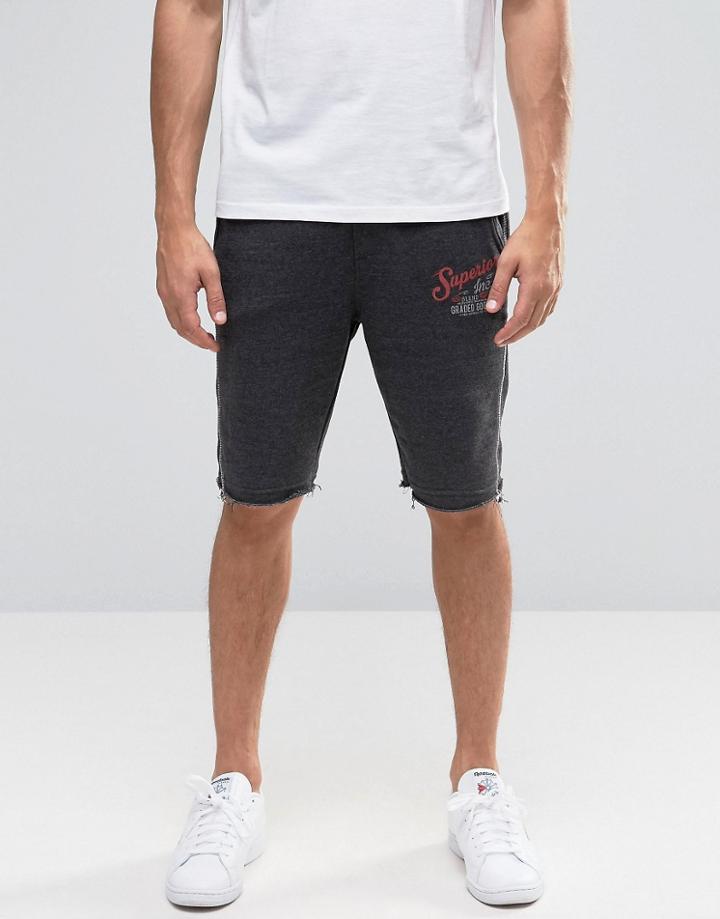 Blend Raw Hem Sweat Shorts In Grey - Gray