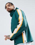 Asos Windbreaker With Side Stripe In Bottle Green - Green