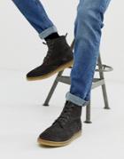 Asos Design Brogue Boots In Gray Suede With Natural Sole