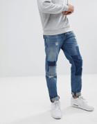 Jack & Jones Original Slim Fit Patchwork Jeans - Blue
