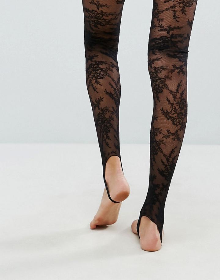Asos Lace Stirrup Tights - Black
