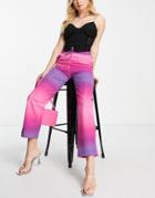 Monki Recycled Nylon Pants In Pink Ombre Print - Part Of A Set