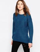 Brave Soul Open Knit Sweater - Teal