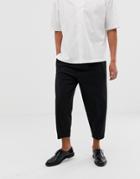 Asos White Volume Tapered Smart Pants In Black Wool Mix - Black