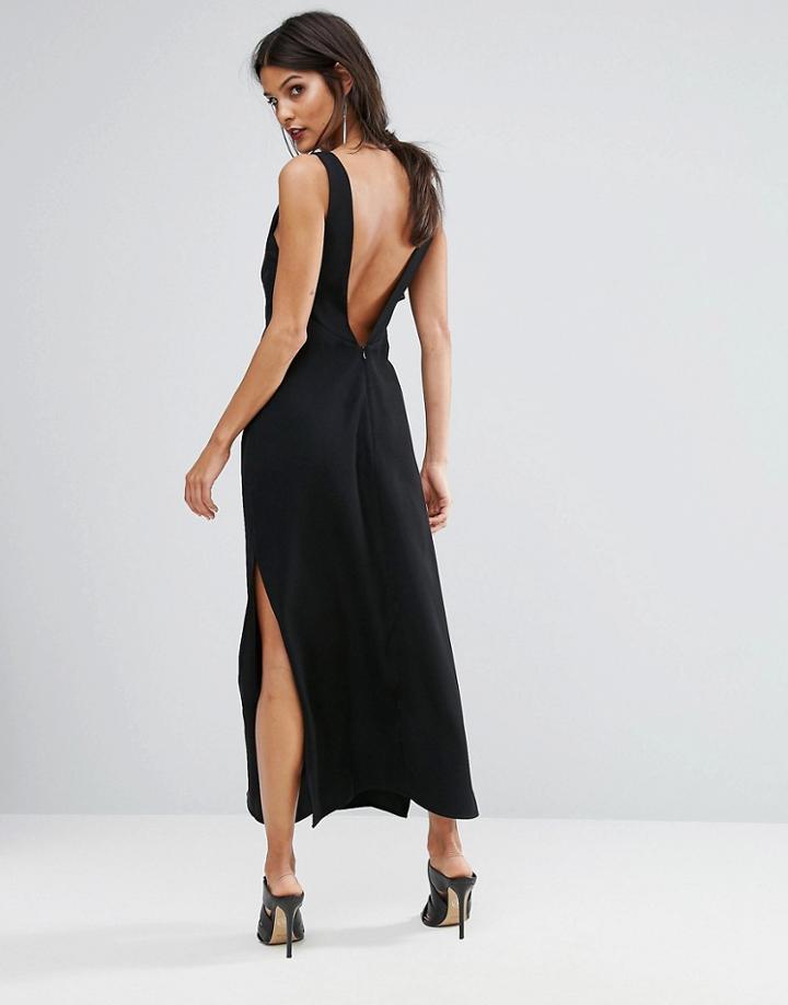 Finders Luca Deep V Back Maxi Dress - Black