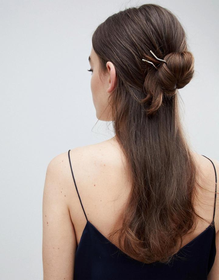 Asos Design Sleek Hair Pin In Gold - Gold