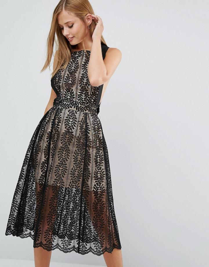 Keepsake Upown Lace Dress - Black