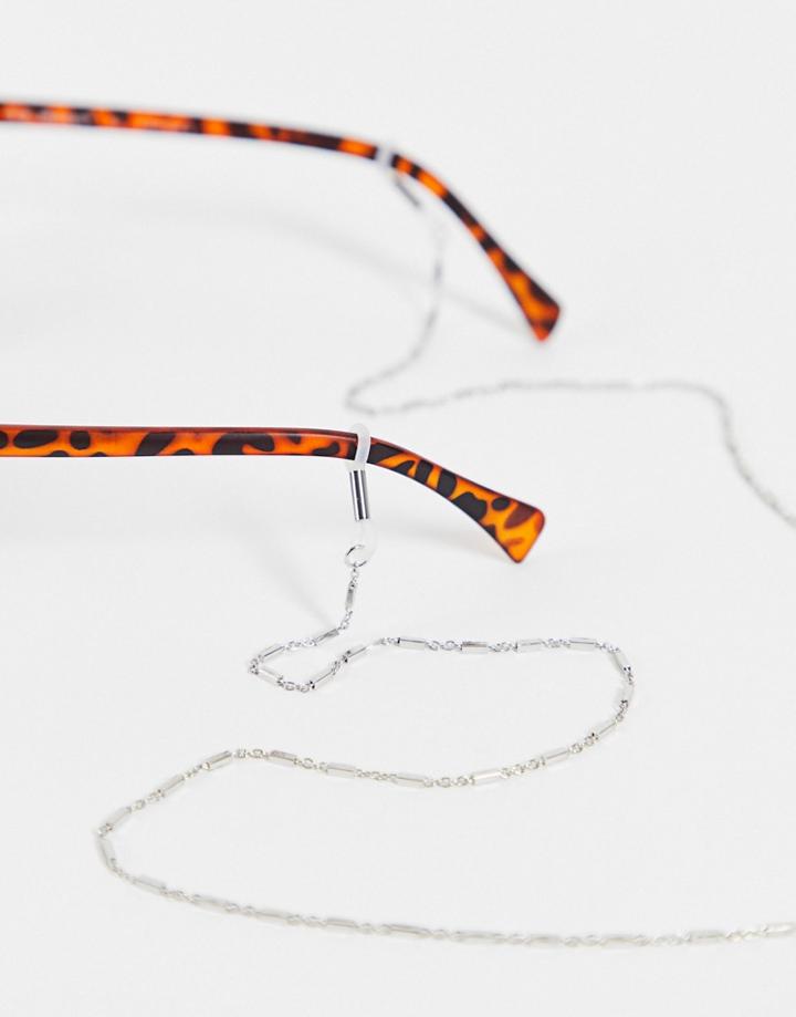 Asos Design Skinny Sunglasses Chain With Vintage Chain In Silver Tone
