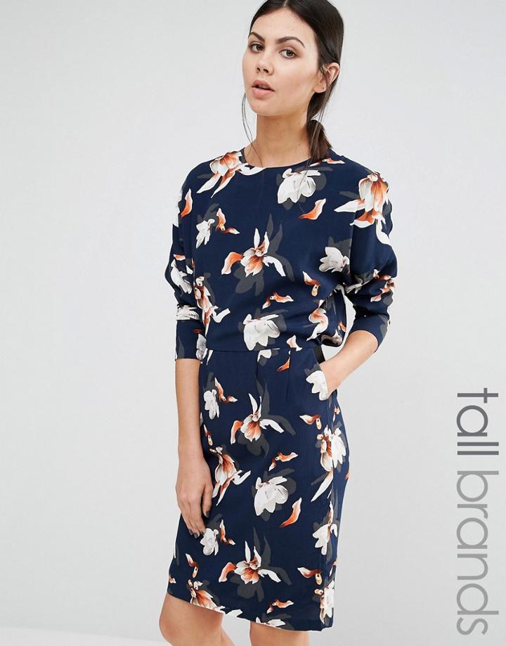 Y.a.s Tall Orchid Floral Long Sleeve Dress - Multi