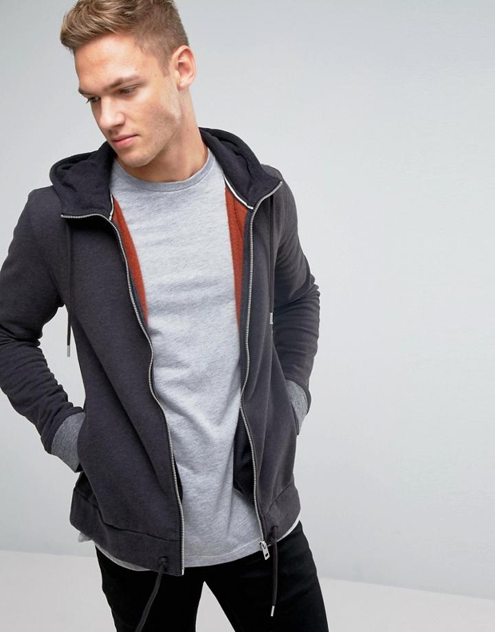 Boss Orange Ztagger Zipthru Hoodie - Gray
