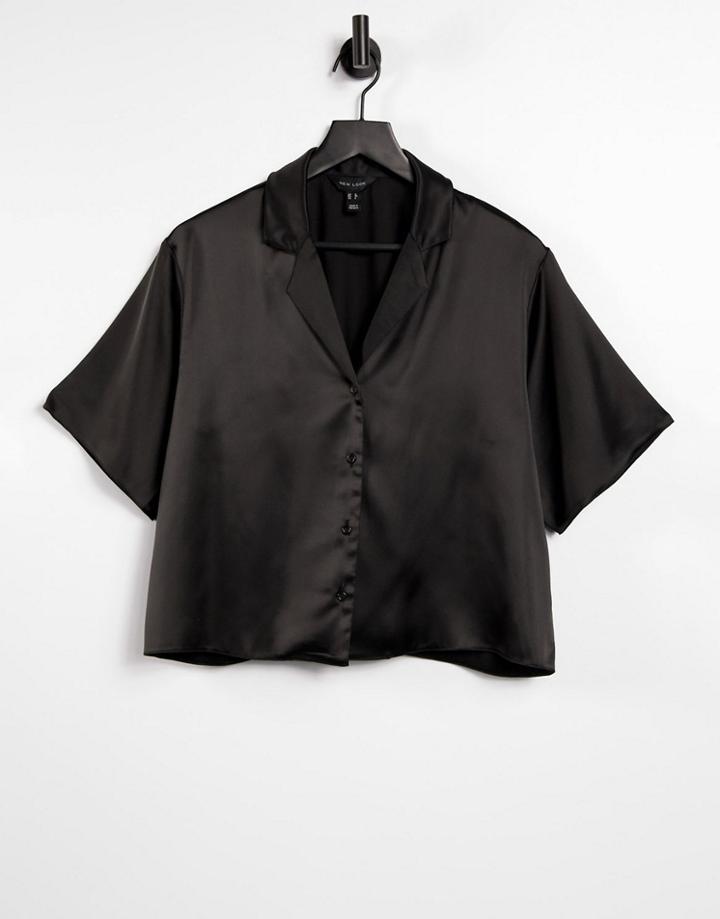 New Look Coordinating Satin Shirt In Black