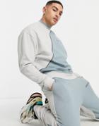 Asos Dark Future Set Relaxed Sweatpants With Curved Cut And Sew Details And Logo Print In Gray-grey