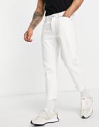 Selected Homme Aldo Jeans In Relaxed Crop In White
