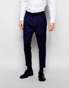Asos Smart Cropped Tapered Leg Pants In Navy - Navy