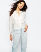 Stevie May Rose Paneled Long Sleeve Top In Linen - White