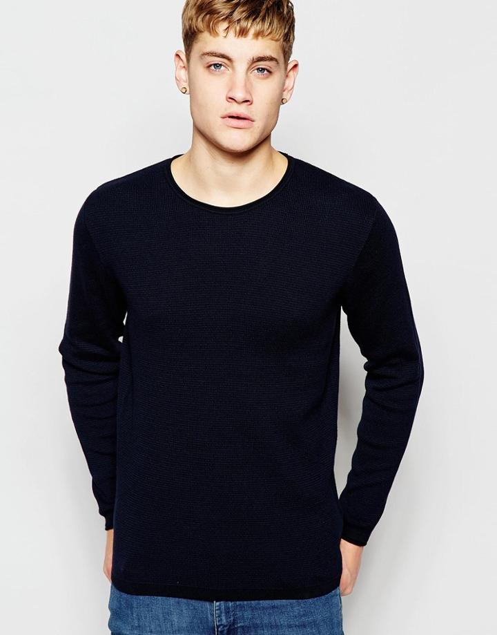 Jack & Jones Knitted Sweater In Mixed Yarns - Black