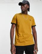 Fred Perry Ringer T-shirt In Tan-brown