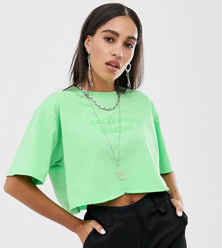 Reclaimed Vintage Inspired Crop T-shirt With Tattoo Logo Print - Green