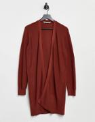 Oasis Knitted Rib Cardigan In Orange