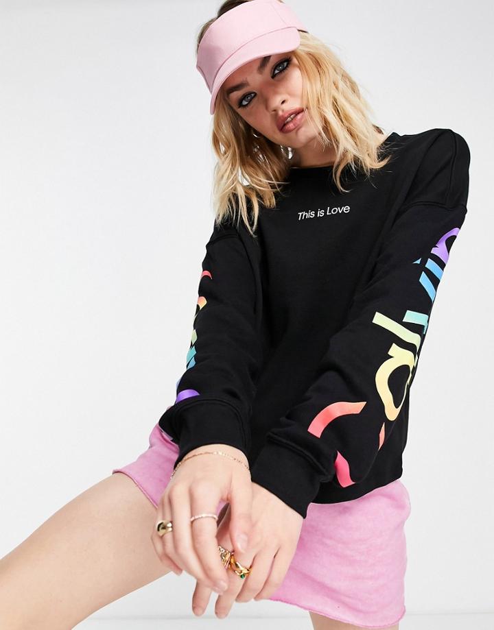 Calvin Klein Jeans X Pride Ombre Logo Sweatshirt In Black