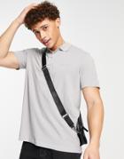 Calvin Klein Tonal Logo Tape Polo In Gray