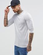 Asos Sheer Knit Longline Muscle Long Sleeve T-shirt - Gray