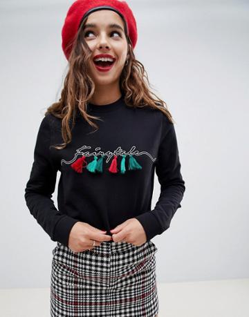 Sugar Dust Christmas Fairytale Hoodie With Tassels - Navy