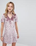 Hollister Crushed Velvet Choker Dress - Red