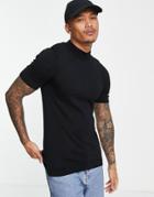 Asos Design Muscle Fit Knitted T-shirt In Black