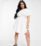 River Island Plus Tiered Smock Mini Dress In White