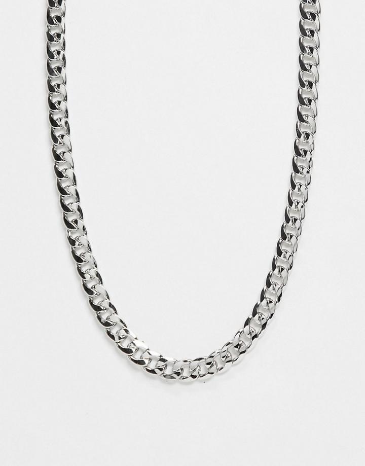 Designb London Chunky Chain Long Necklace In Silver