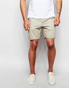 Asos Slim Chino Shorts In Light Green - Aluminium
