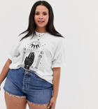 Asos Design Curve Oversized T-shirt With Solstice Print - White