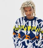 Collusion Jacquard Knit Sweater In Blue