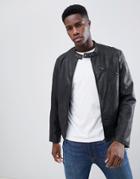 Esprit Leather Look Jacket With Biker Collar - Gray