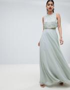 Asos Design Star Embellished Crop Top Maxi Dress - Gray