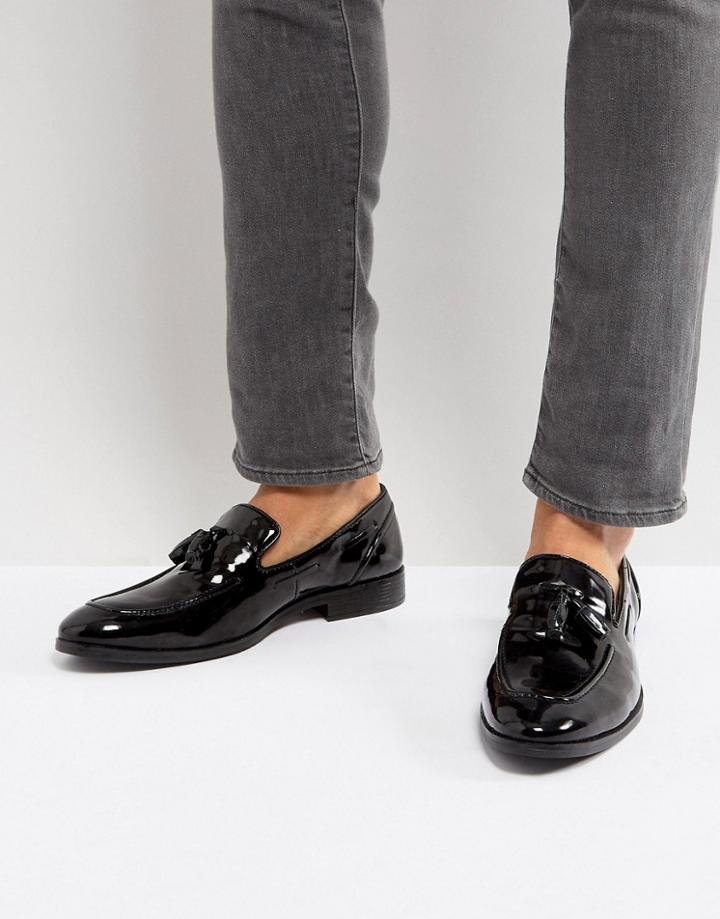 Silver Street Patent Tassel Loafers - Black