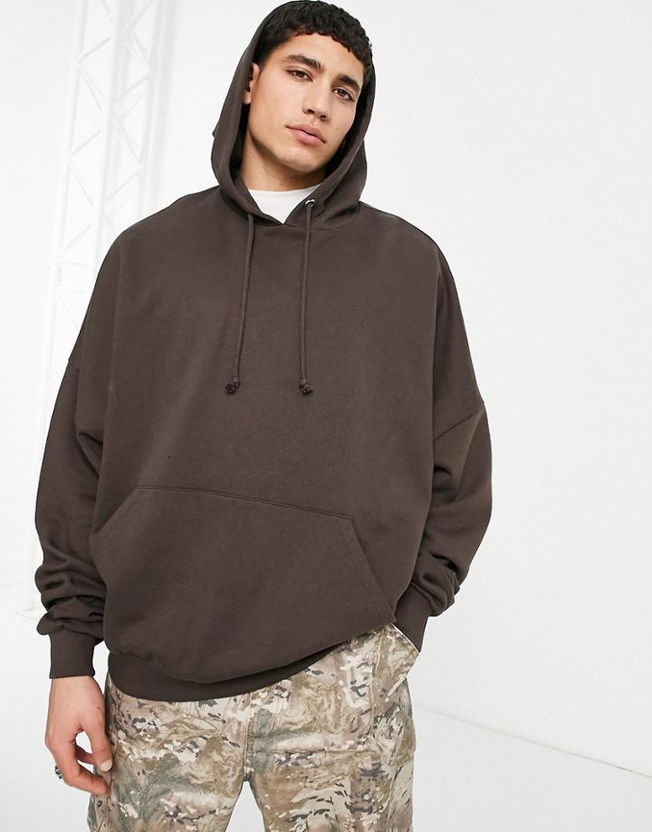 Asos Design Super Oversized Hoodie In Dark Brown