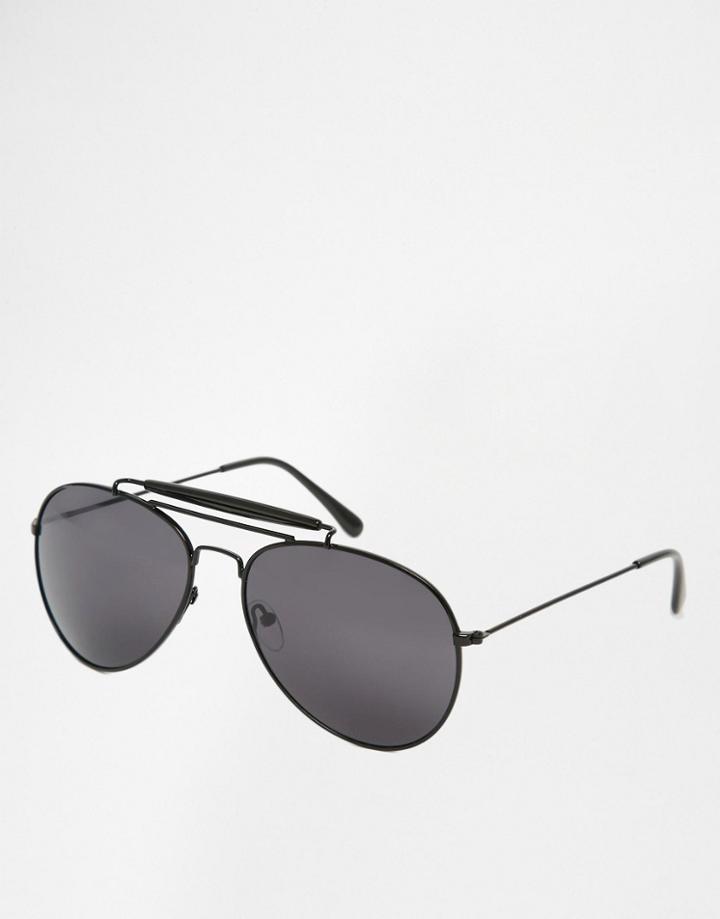 7x Aviator Sunglasses Black With Bar - Black